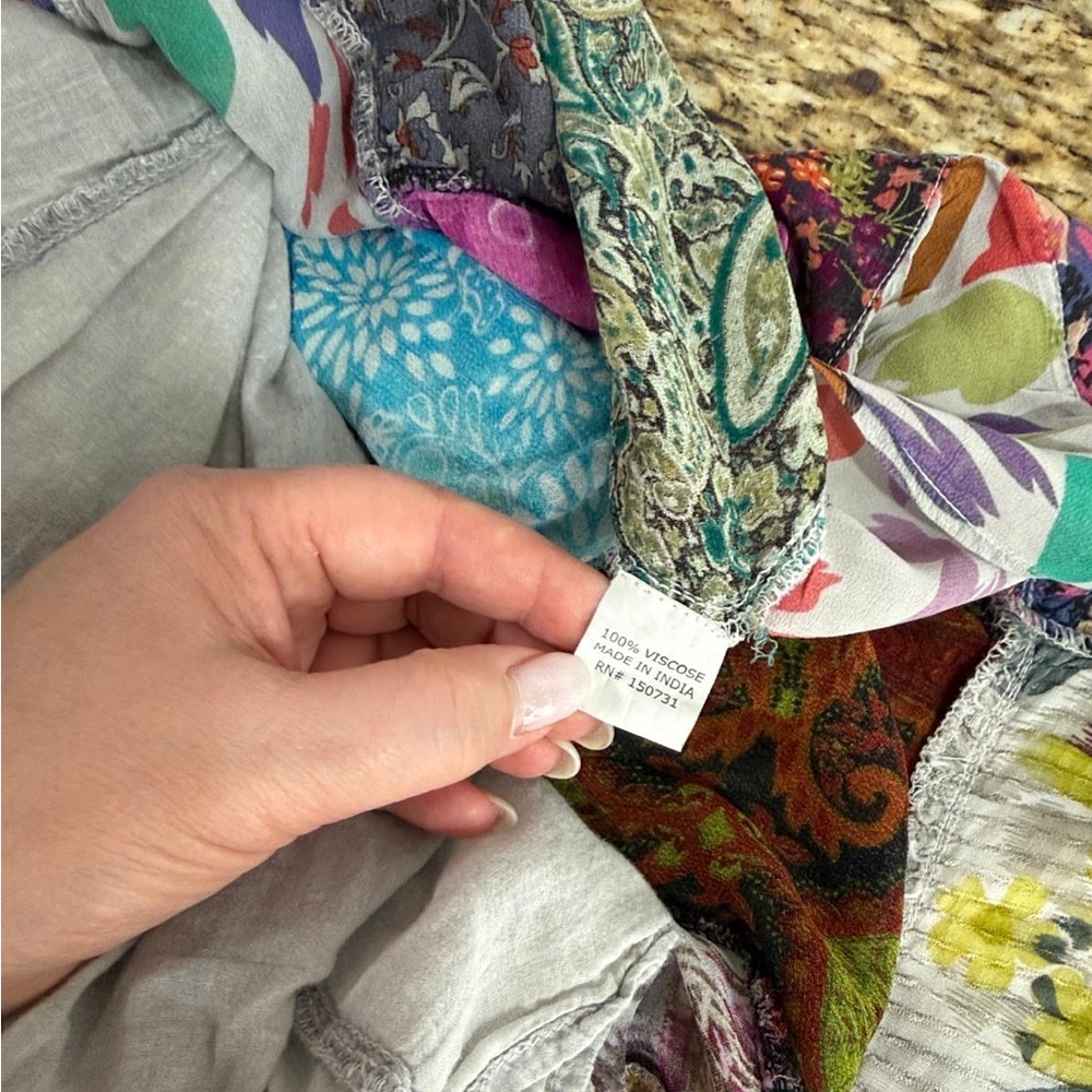 Young Threads Patchwork Boho Mini Dress Denim Bod… - image 8